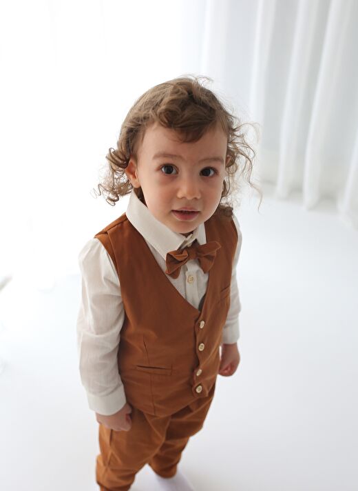 Kahve Yelekli Askılı Takım 4'lü Set 3
