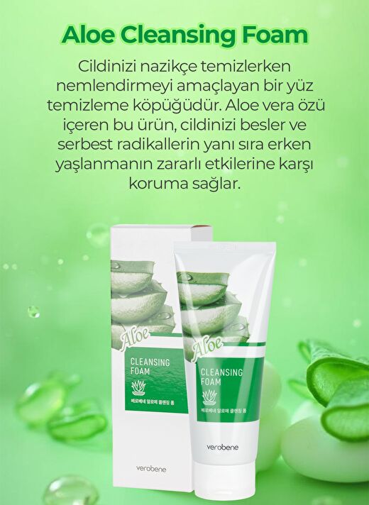 Aloe Vera İçerikli Nemlendirici ve Yatıştırıcı Yüz Temizleme Köpüğü 150ml 1
