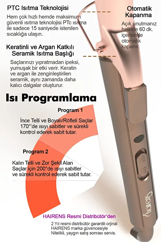 Hrs-710 Seramik Uzun Saç Maşası 19 Mm. 2