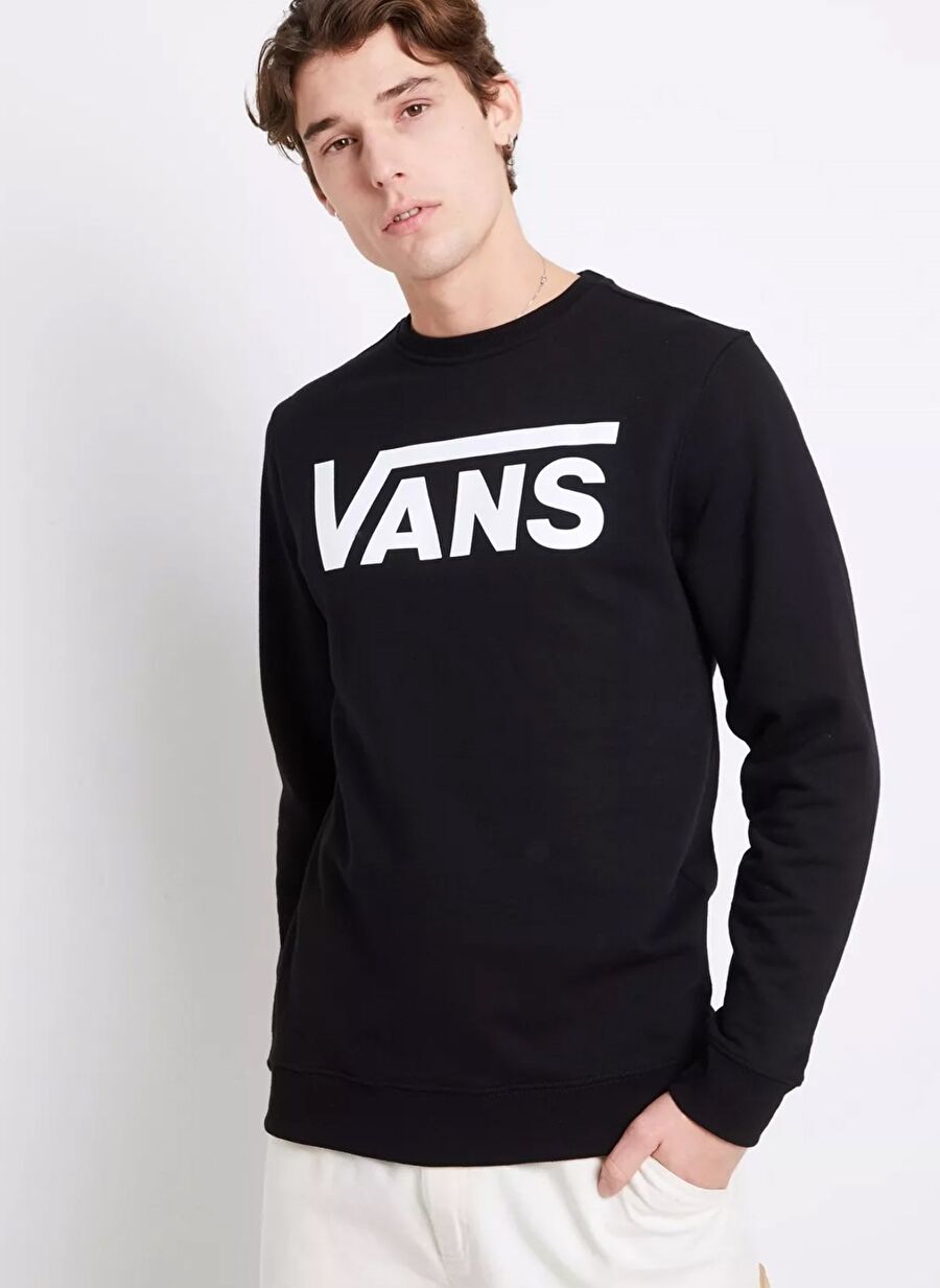 Vans VN0A7Y3UBLK1 Classic Vans Crew-B Siyah Yuvarlak Yaka Normal Erkek Sweatshirt
