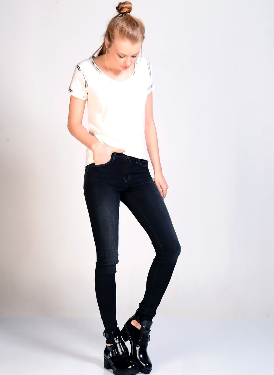 Flying Monkey Jean   Siyah Kadın Denim Pantolon L7999 5PKT HIGHWAI