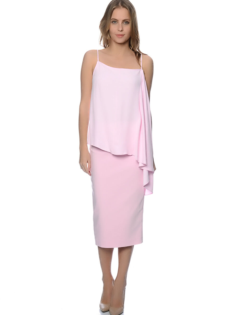 House Of Camellia Pembe Midi Boy Dar FitKadın Etek