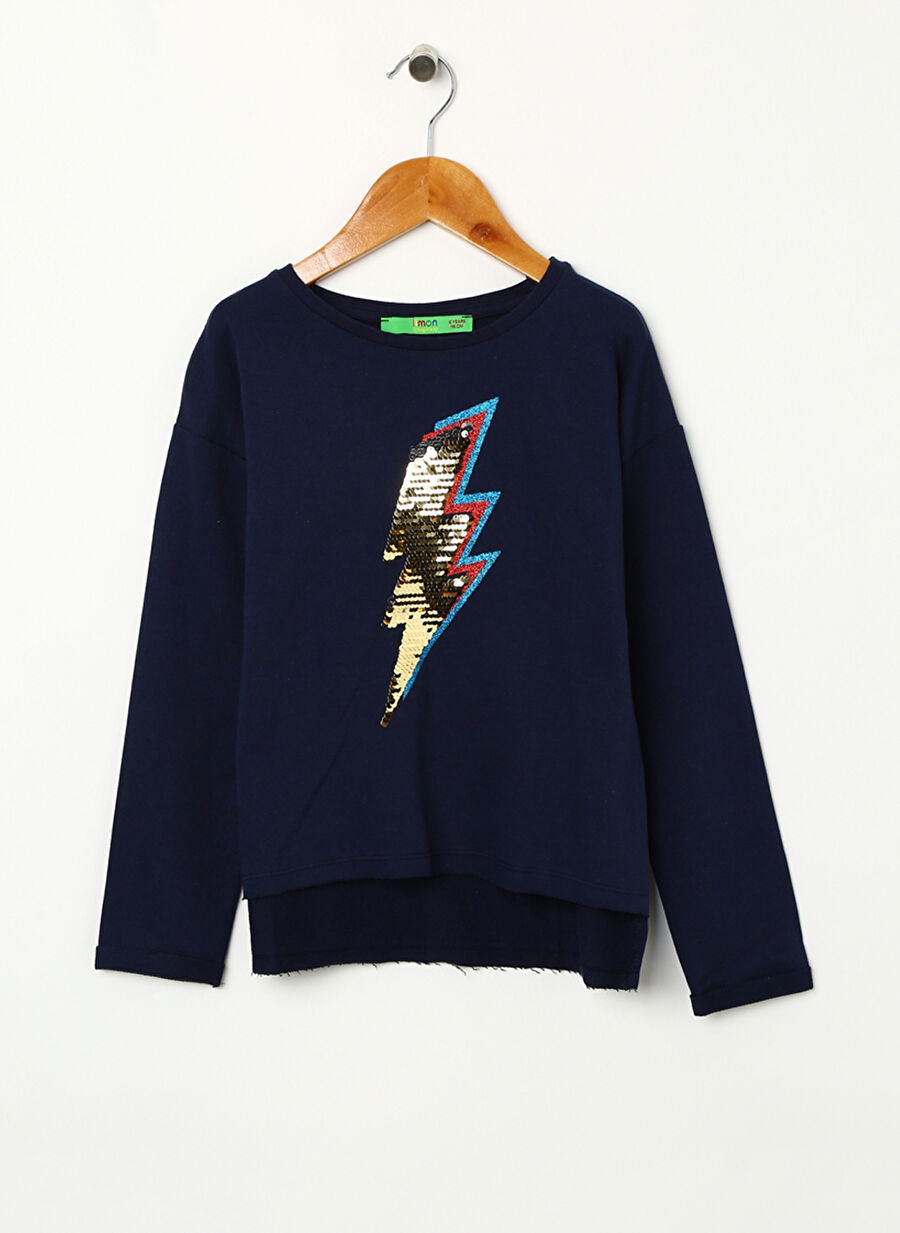 Limon Kız Çocuk Pul İşlemeli Sweatshirt
