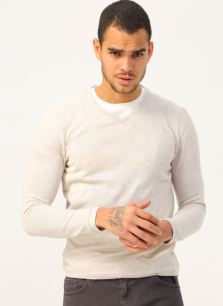 Jack & Jones 12178299 Krem Erkek Kazak