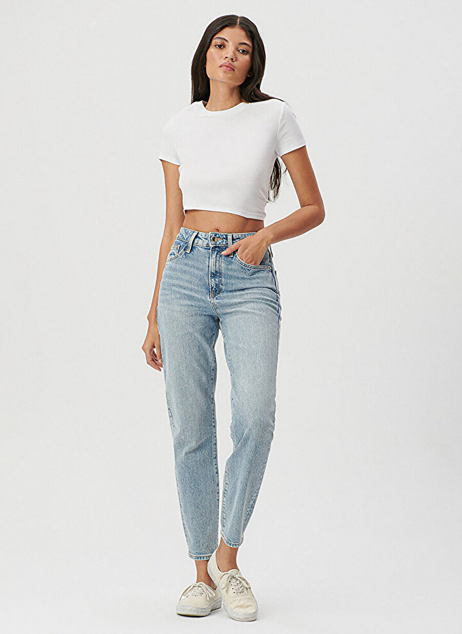 Mavi Star Lacivert Kadın Yüksek Bel Mom Fit Denim Pantolon M101077-30503-