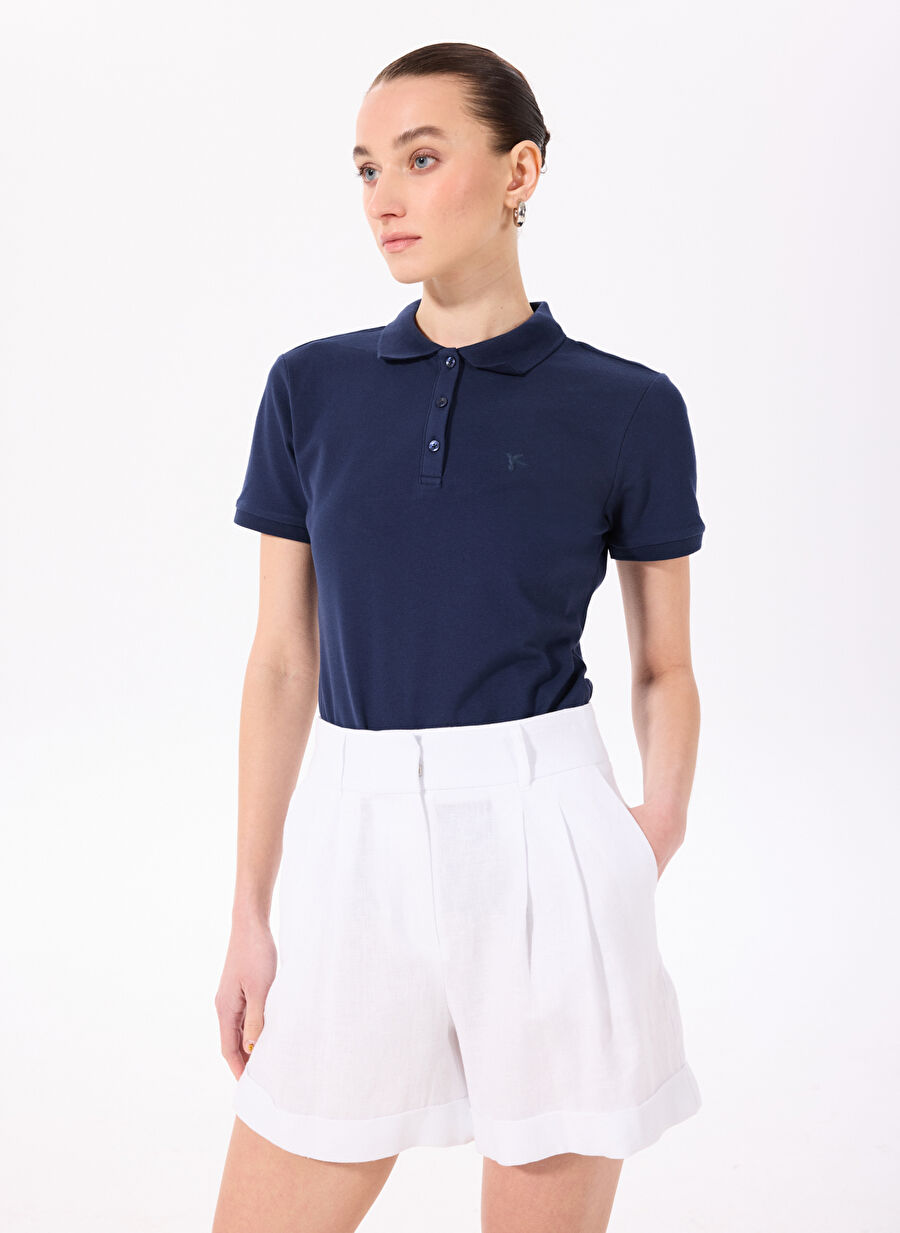 Fabrika Lacivert Kadın Basic Polo T-Shirt DEEP