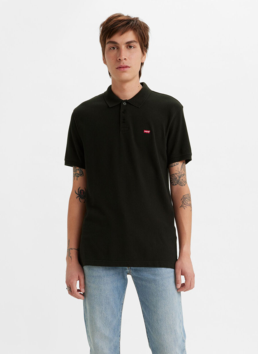 Levis Bisiklet Yaka Relaxed Düz Siyah Erkek Polo T-Shirt A2085-0000