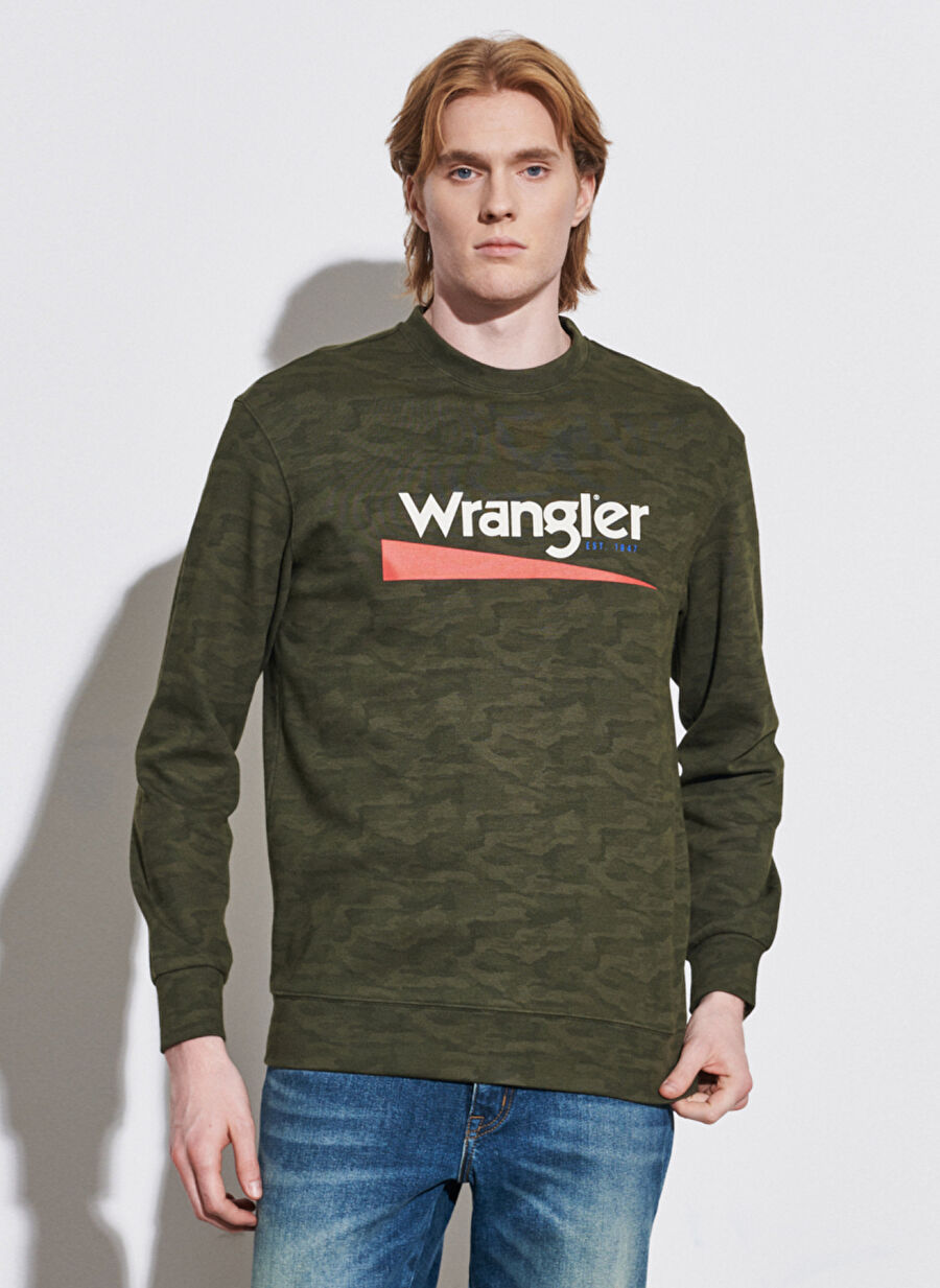 Wrangler Bisiklet Yaka Yeşil Erkek Sweatshırt W212305310_Crew Neck Sweatshirt