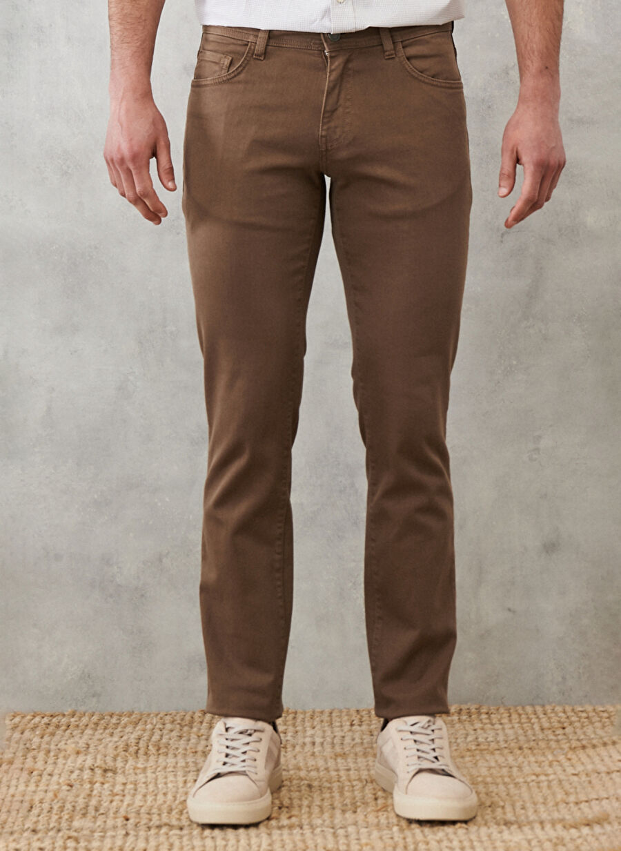 Dar Paça Slim Fit Vizon Erkek Pantolon 4A1400000101
