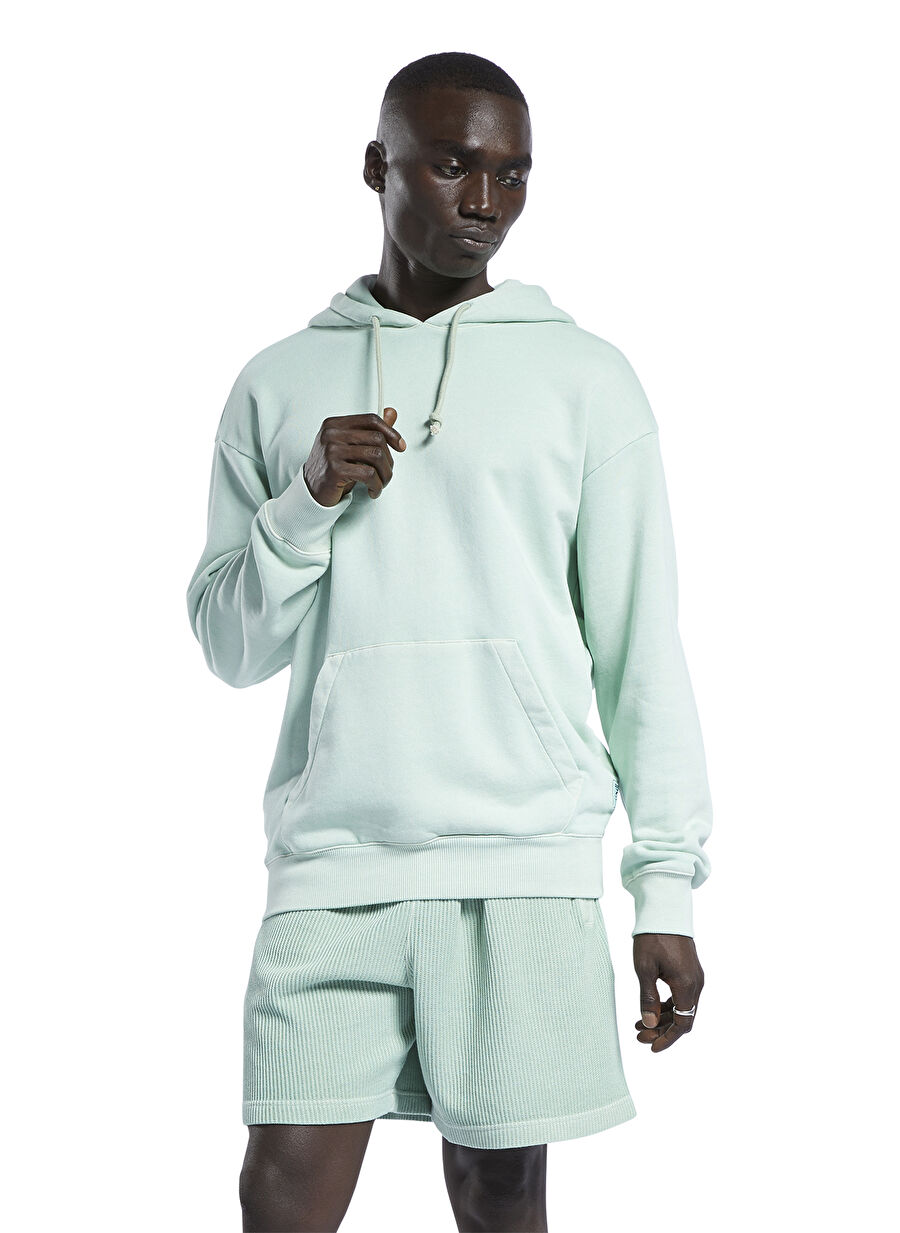 Reebok H54452 CL ND HOODIE Açık Yeşil Kapüşon Yaka Normal Kalıp Erkek Sweatshirt