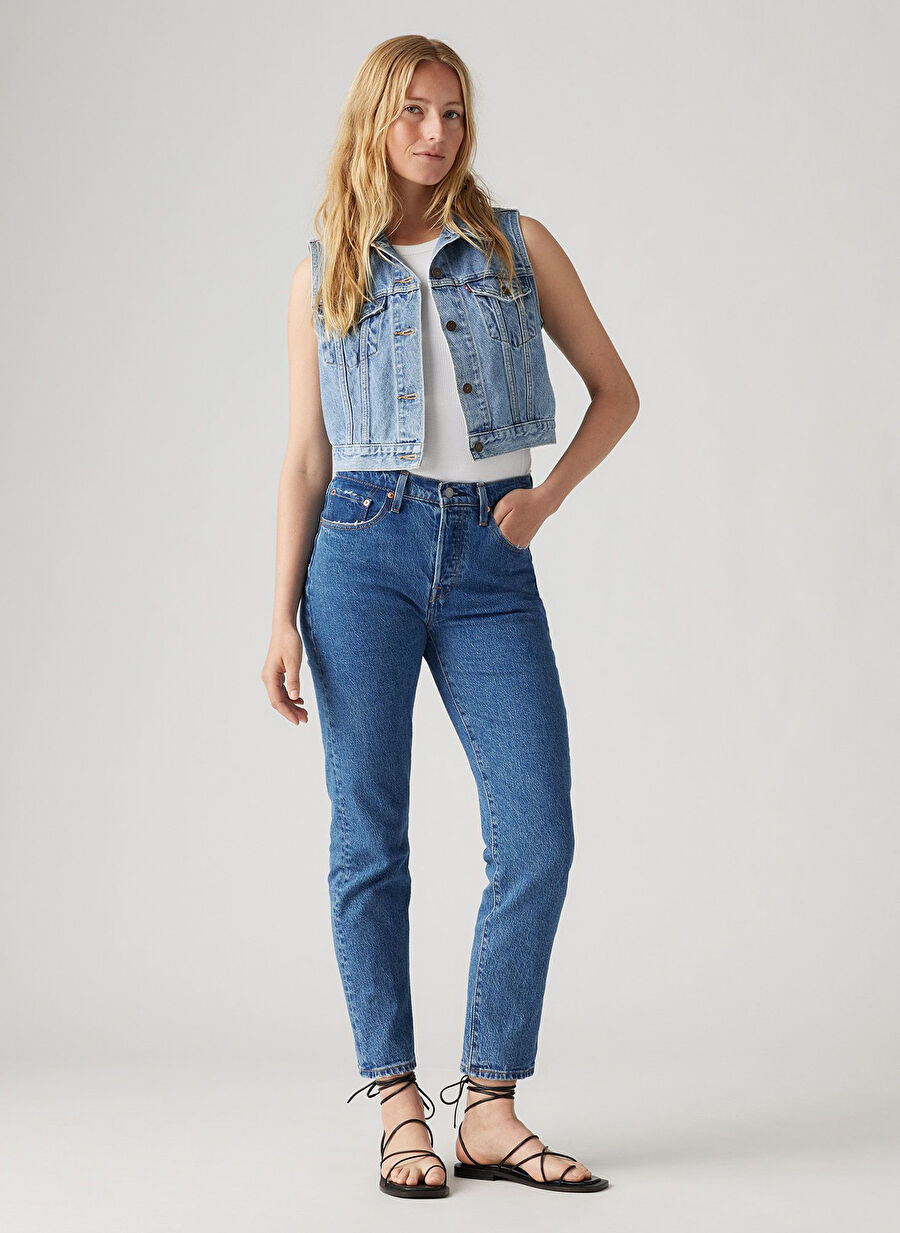 Levis 501 Kadın Yüksek Bel Regular Fit Denim Pantolon CROP JAZ