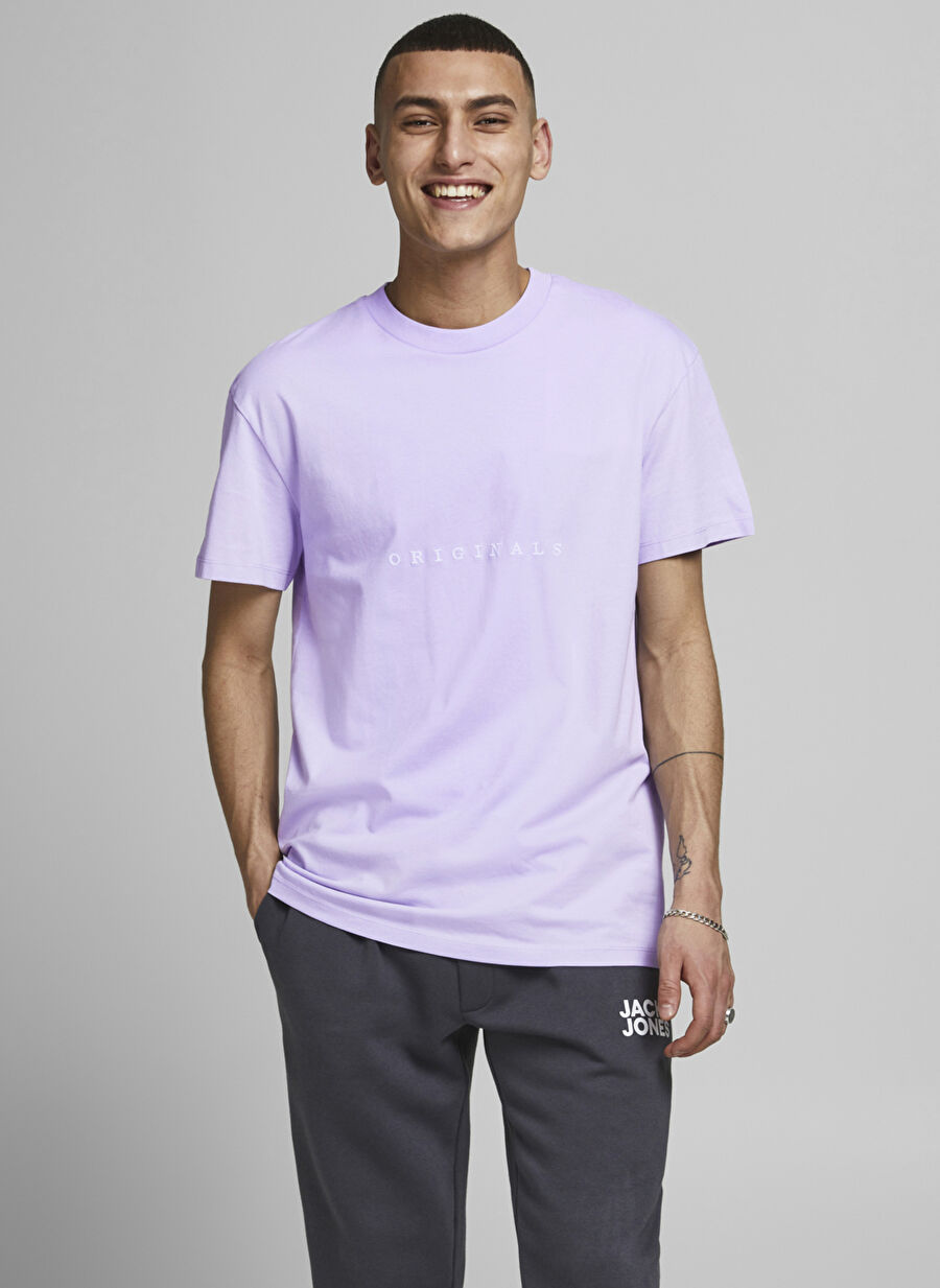 Jack & Jones Açık Mor Erkek Bisiklet Yaka Relaxed Fit Baskılı T-Shirt 12176780_JORCOPENHAGEN TEE