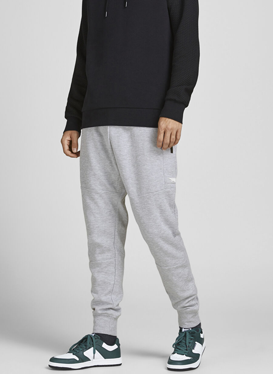 Jack & Jones 12184970_Jpstwill Jjair Sweatpants  Normal Bel Slim Fit Düz Açık Gri Erkek Eşofman Altı