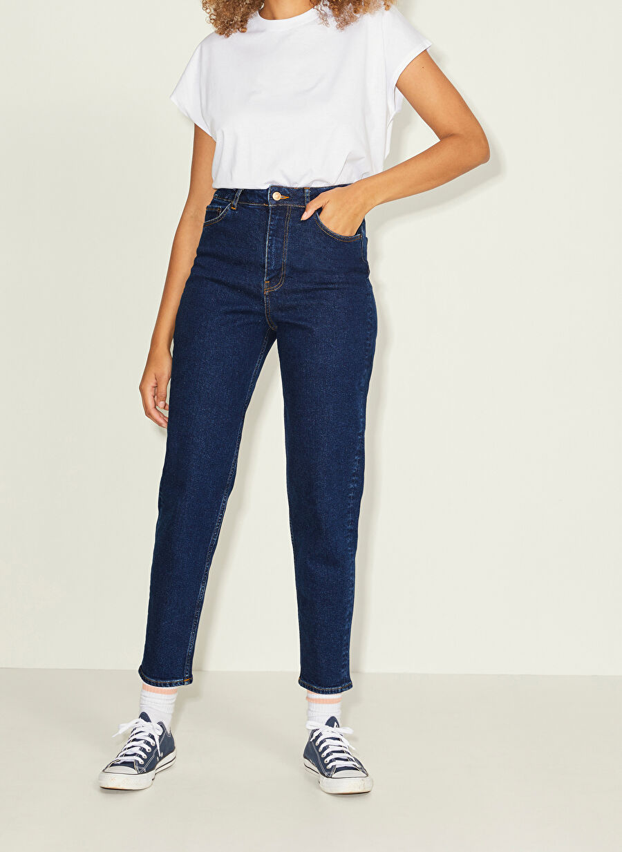 Jjxx Mom Fit Koyu Mavi Kadın Denim Pantolon Jxlisbon Mom Hw Cc4001