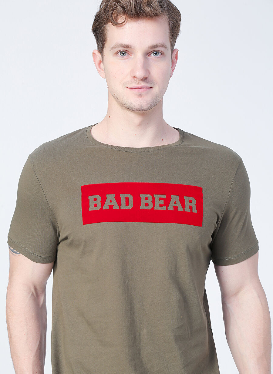 Bad Bear 22.01.07.013_Flog  O Yaka  Normal Kalıp Baskılı Haki Erkek T-Shirt