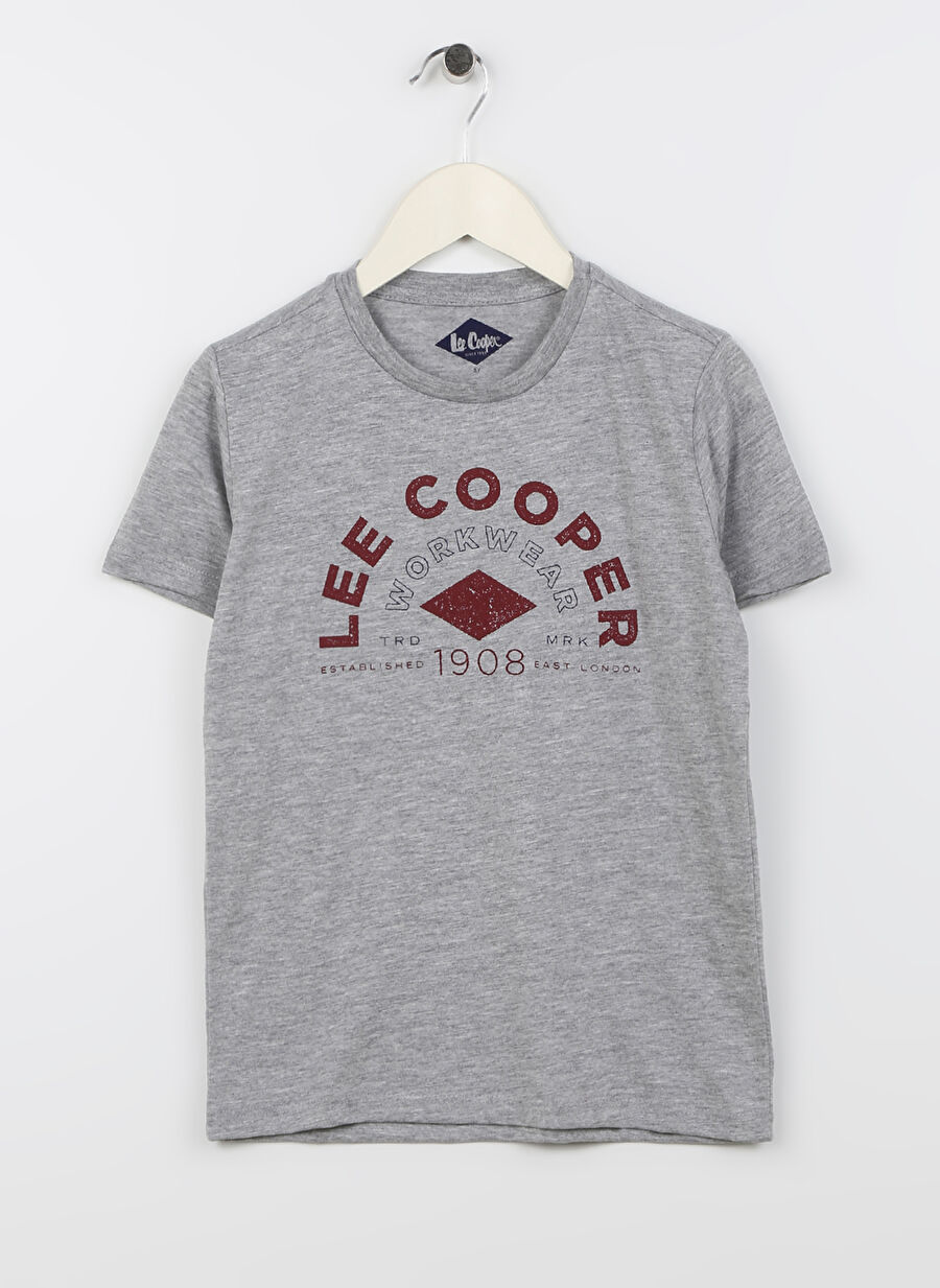 Lee Cooper Baskılı Gri Melanj Erkek Çocuk T-Shirt 222 LCB 242024 ELROY