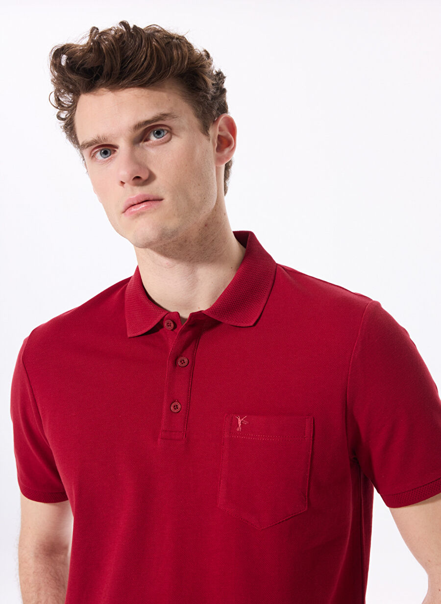 Fabrika Comfort Bordo Erkek Basic %100 Pamuk Polo T-Shirt CM NOBRO K CEPLI