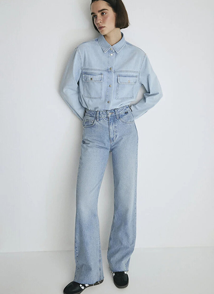 Mavi Victoria Lt Denim Açık Mavi Kadın Yüksek Bel Regular Fit Denim Pantolon M101072-34111