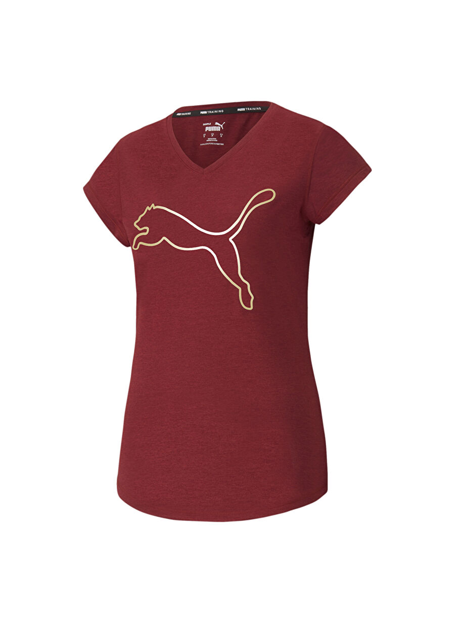 Puma Bisiklet Yaka Düz Kırmızı Kadın T-Shirt 51952622 Train Fav Heather Cat Tee