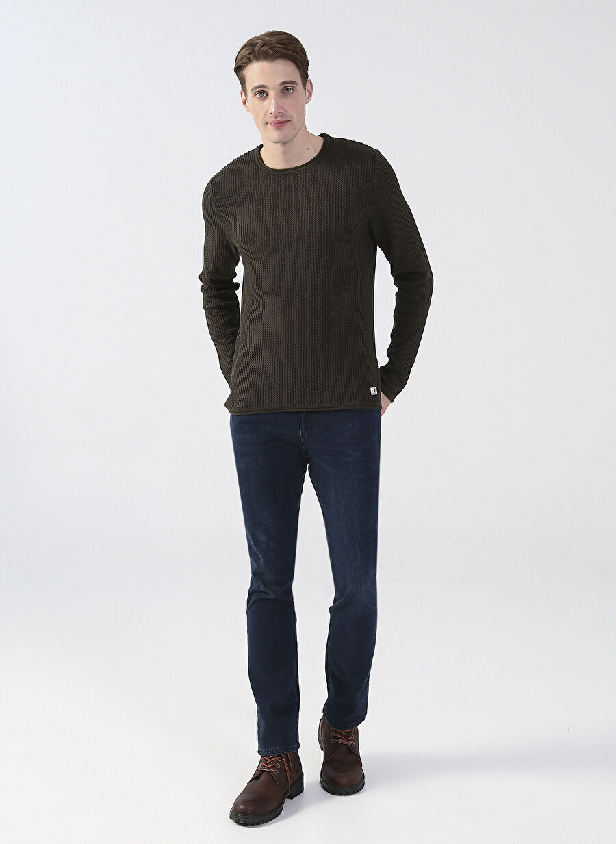 Jack & Jones Koyu Lacivert Erkek Bisiklet Yaka Regular Fit Kazak 12179861_JPRBLUCARLOS KNIT CREW NEC