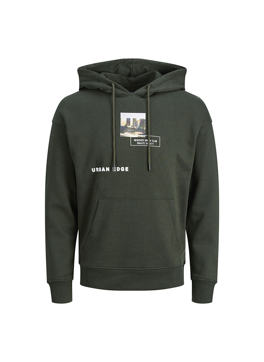 Jack & Jones Kapüşon Yaka Koyu Yeşil Erkek Sweatshırt 12211548_JJSCRAWL SWEAT HOOD