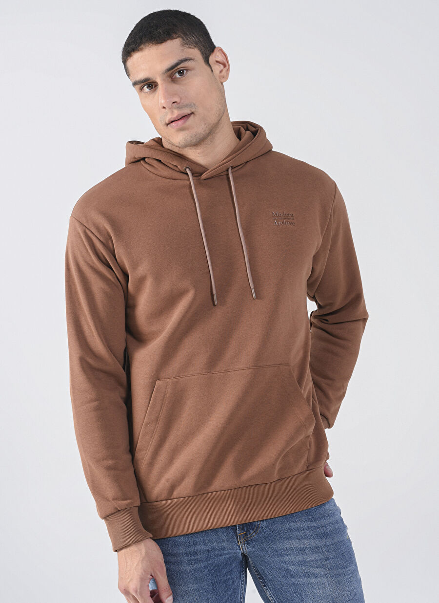 Jack & Jones Kapüşon Yaka Kahve Erkek Sweatshırt 12217436_JPRBLURALLEY SWEAT HOOD