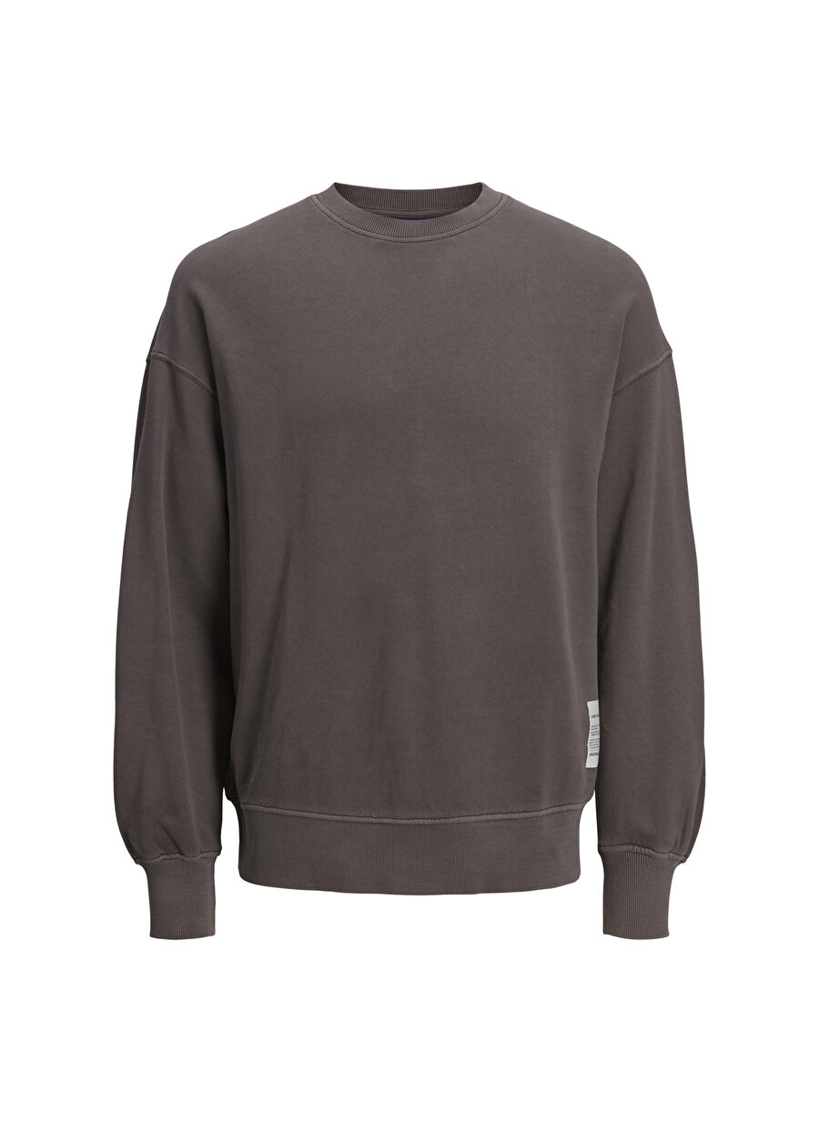 Jack & Jones Bisiklet Yaka Koyu Kahve Erkek Sweatshırt 12222707_JORWASH SWEAT CREW NECK BL