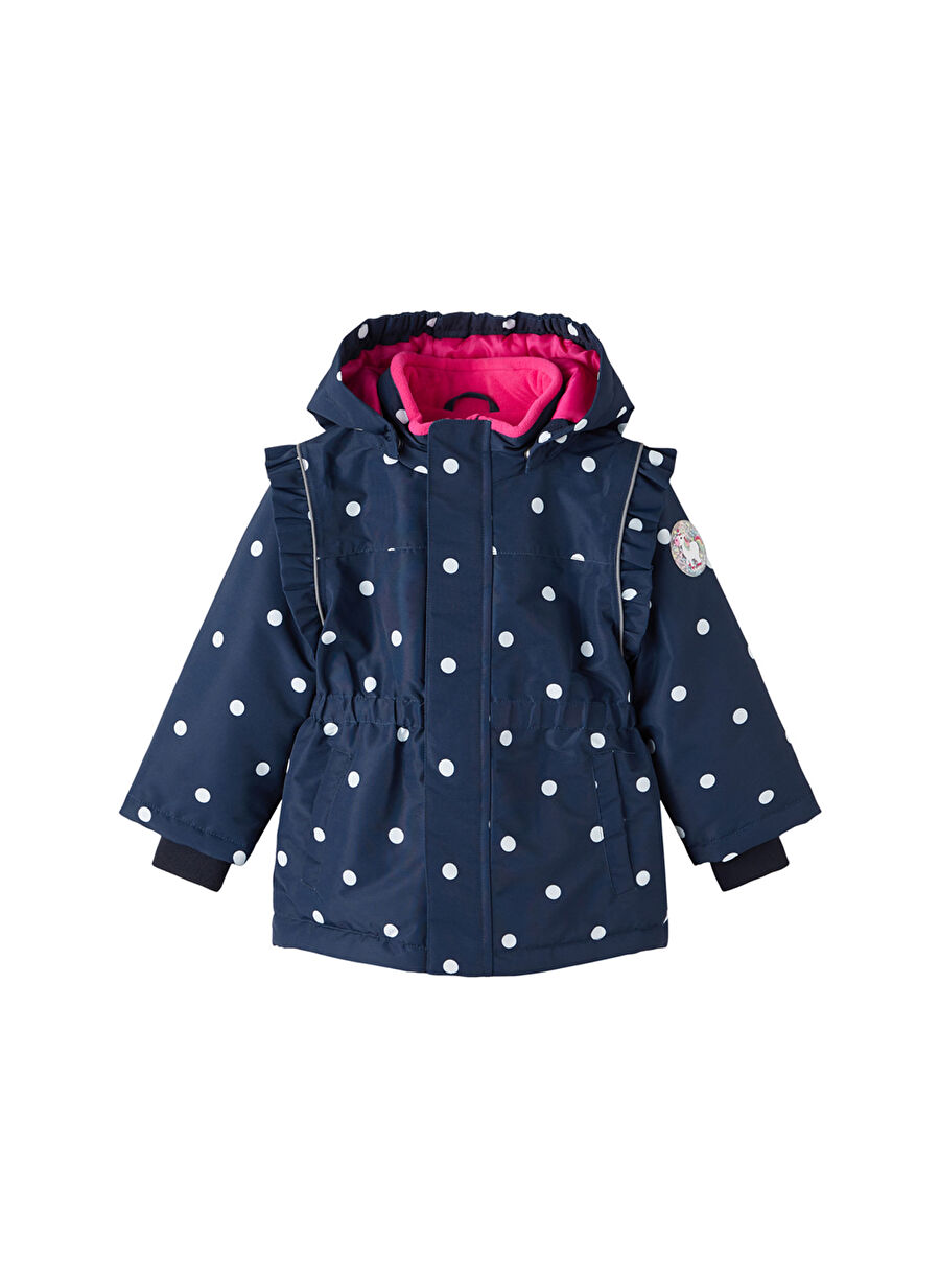 Name İt Lacivert Kız Bebek Fermuarlı Uzun Kollu Desenli Yelek NMFSNOW05 JACKET DOT FO