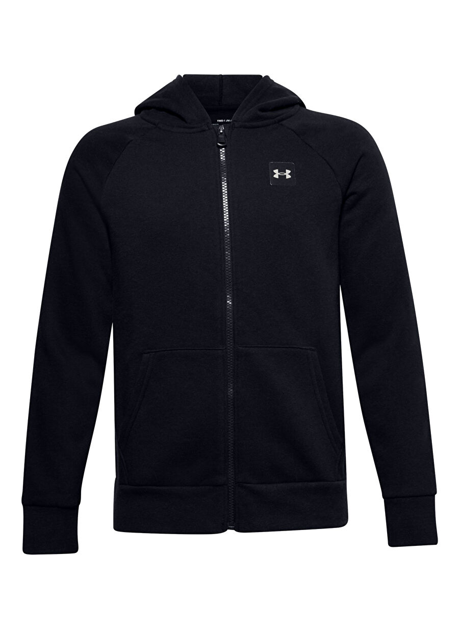 Under Armour Düz Erkek Çocuk Siyah - Beyaz Sweatshırt 1357609-001 UA Rival Fleece FZ Hood