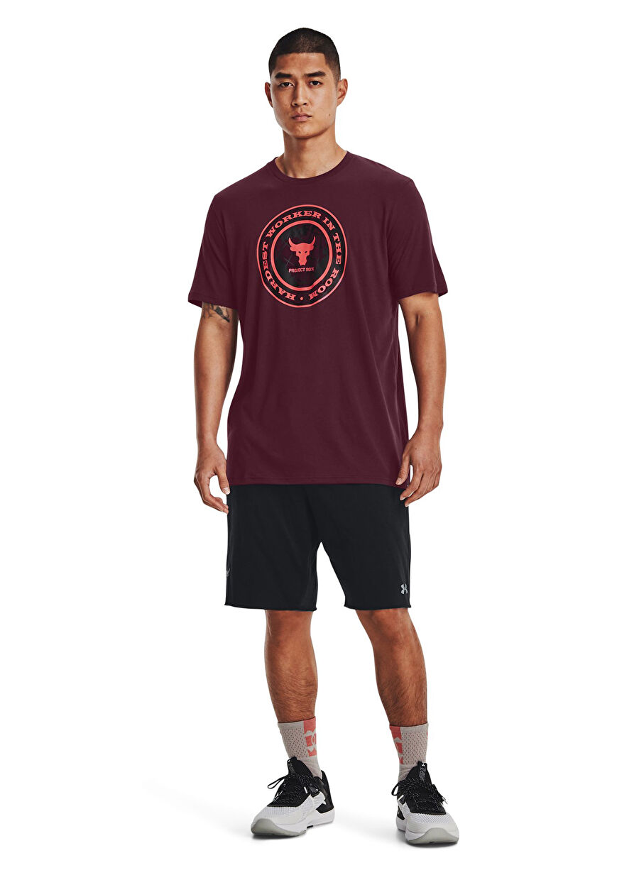 Under Armour 1373746 UA PJT ROCK GLOBE SS Kırmızı Yuvarlak Yaka Normal Kalıp Erkek T-Shirt