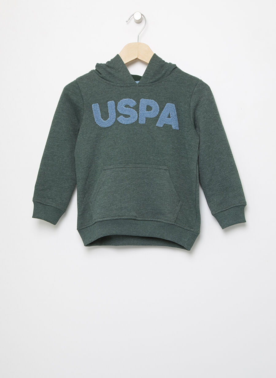 U.S. Polo Assn. Yeşil Erkek Çocuk Kapüşonlu Uzun Kollu Sweatshirt JAXELSK022