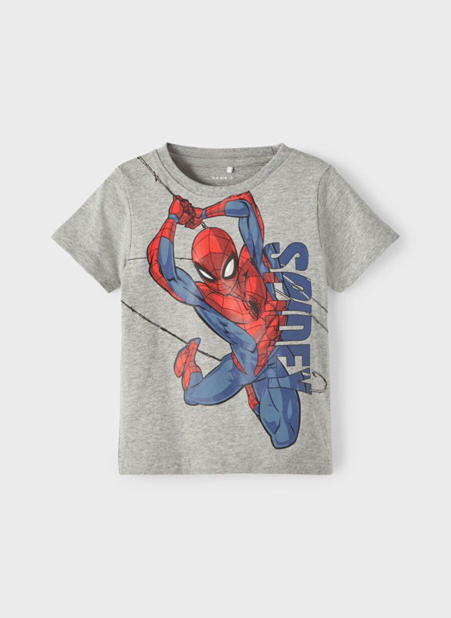 Name İt Baskılı Gri Melanj Erkek Çocuk T-Shirt NMMJEPPE SPIDERMAN SS TOP  MAR