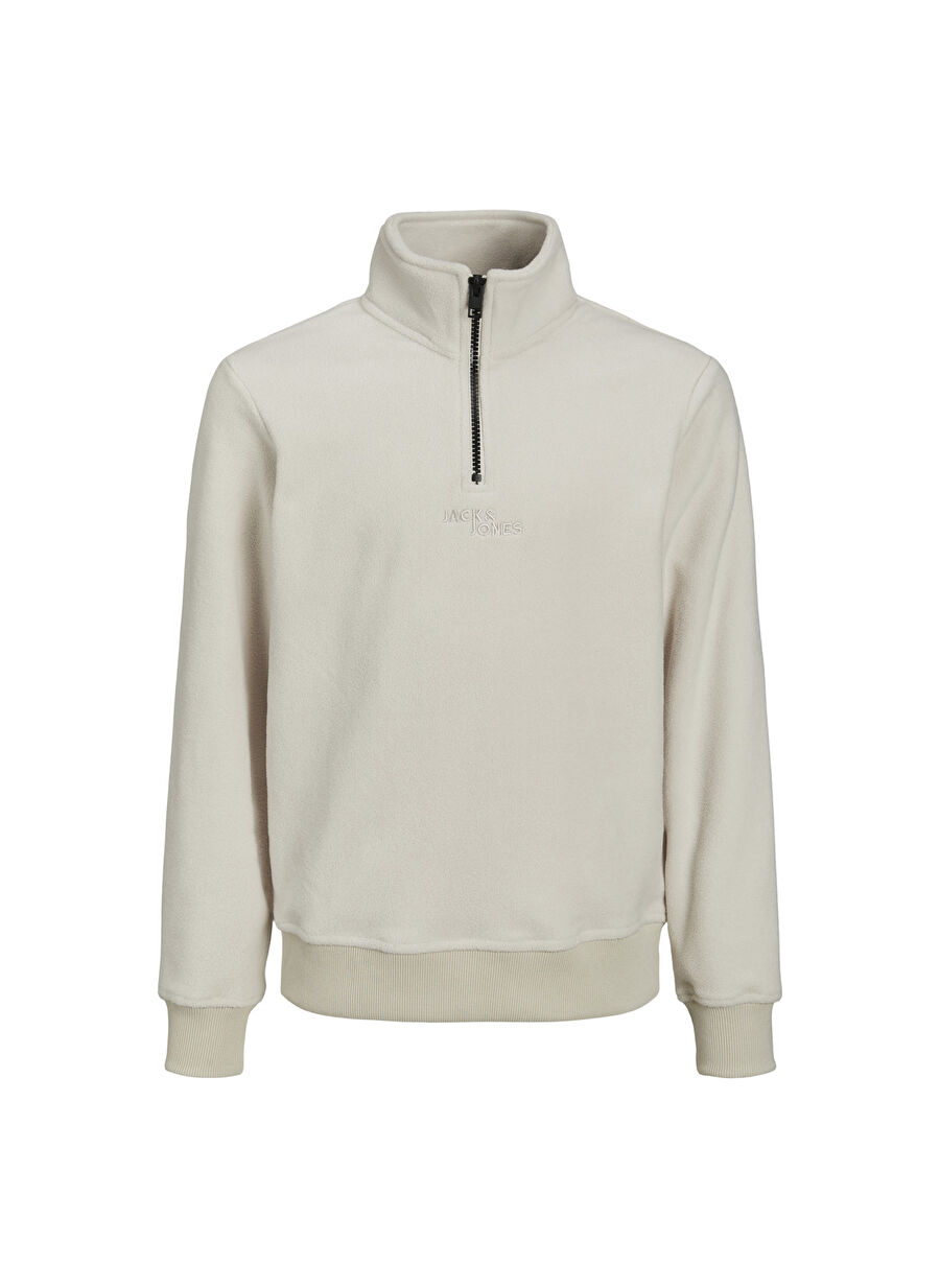 Jack & Jones Krem Erkek Çocuk Dik Yaka Uzun Kollu Düz Sweatshirt JCOFRIDAY SWEAT HIGH NECK BF JNR