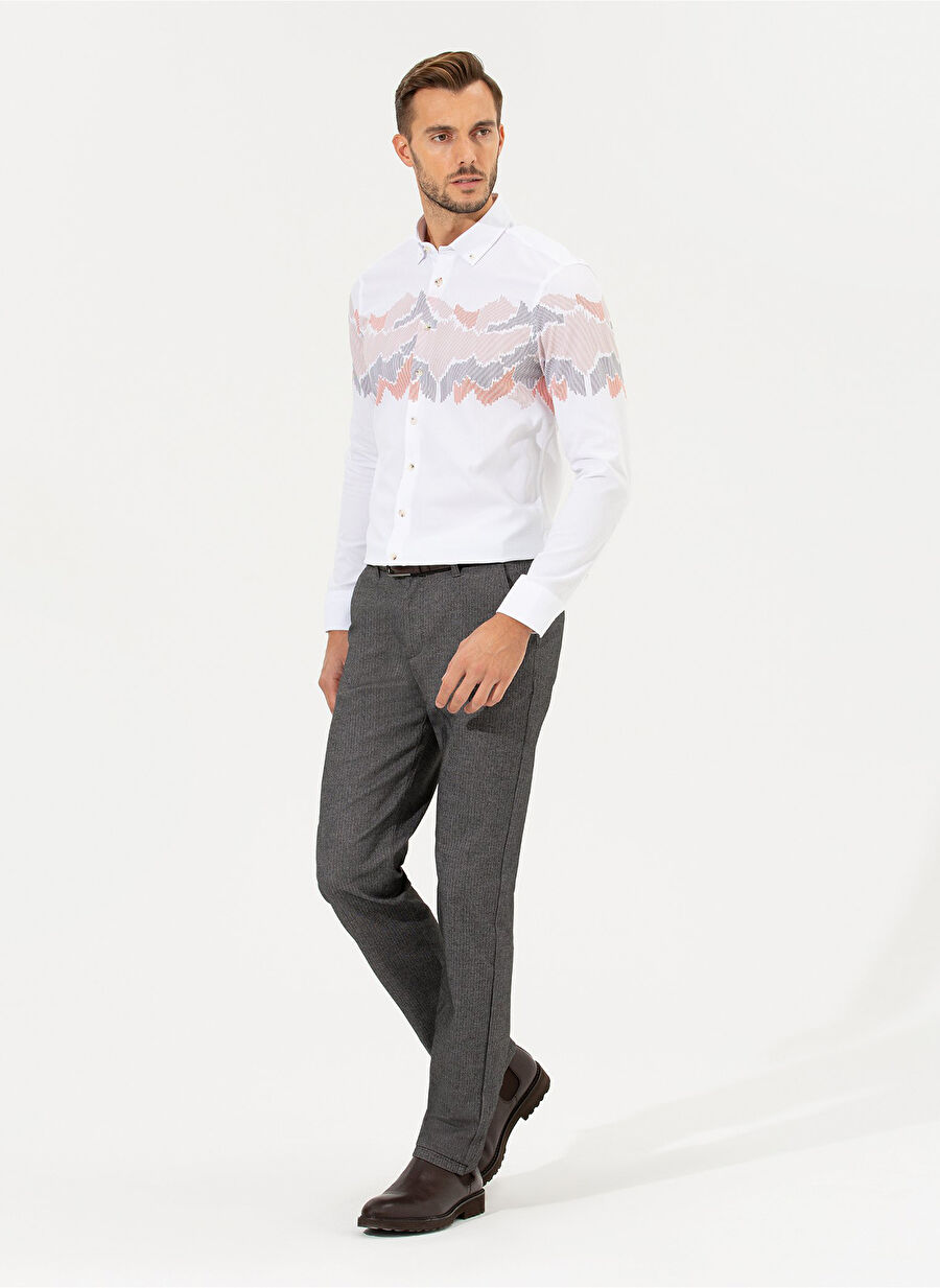 Pierre Cardin Normal Bel Normal Paça Regular Fit Gri Erkek Pantolon BADEN