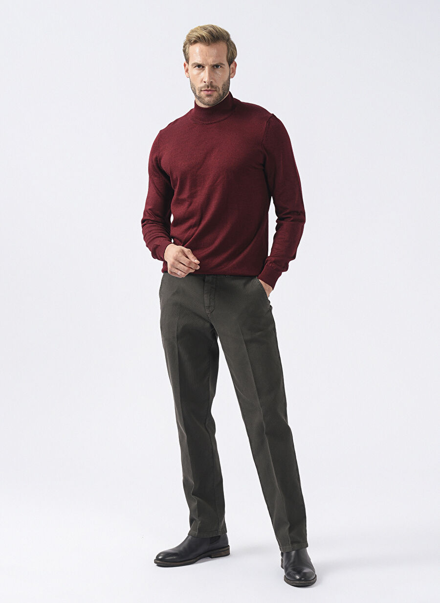 Beymen Business Normal Bel Boru Paça Comfort Fit Haki Erkek Pantolon 4BX012310004