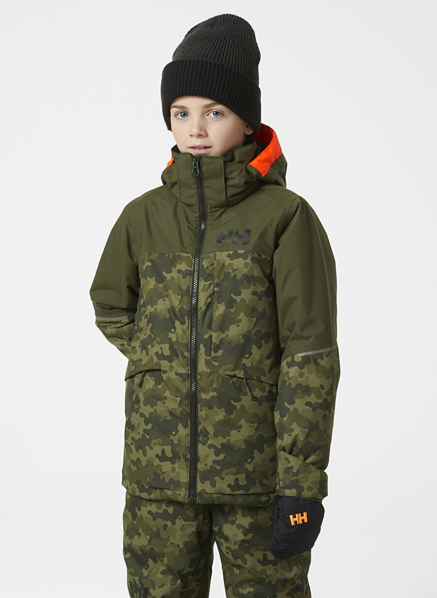 Helly Hansen Yeşil Erkek Çocuk Kapüşonlu Kayak Montu HHA.41761-HHA.431 JR SUMMIT JACKET