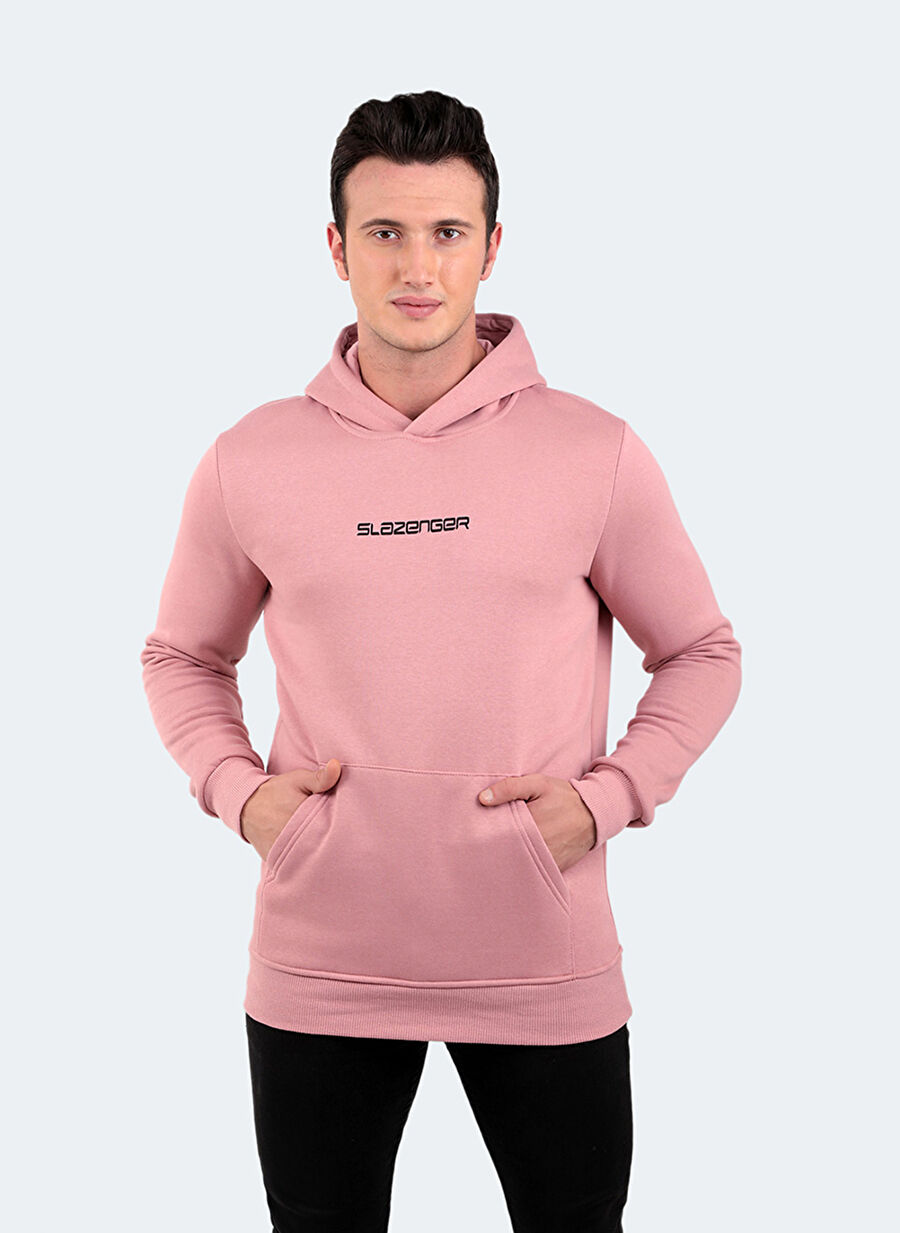 Slazenger Kapüşon Yaka Pudra Erkek Sweatshırt ST22WE100-676 BUSTER