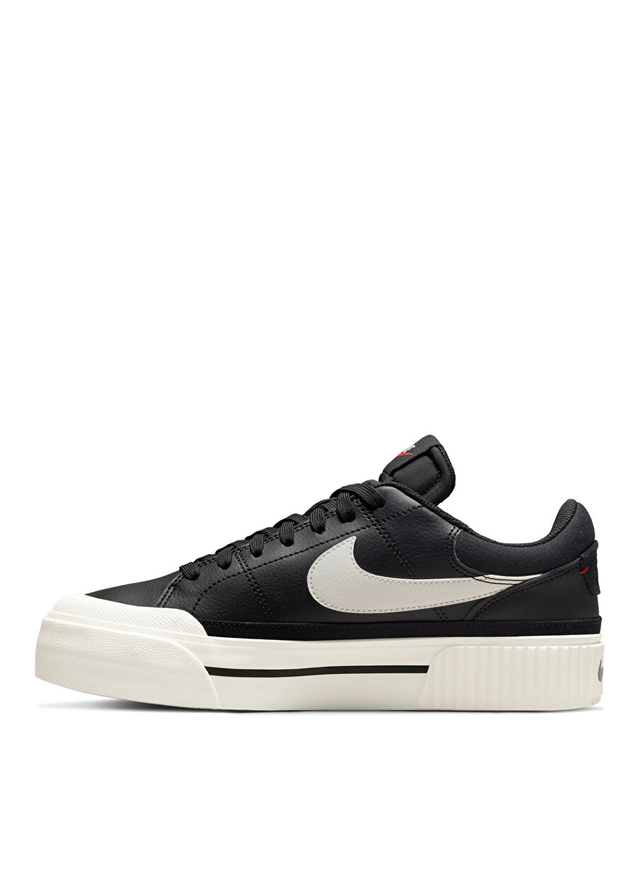 Nike DM7590-001 WMNS COURT LEGACY LIFT Siyah - Gri - Gümüş Deri Kadın Yürüyüş Ayakkabısı