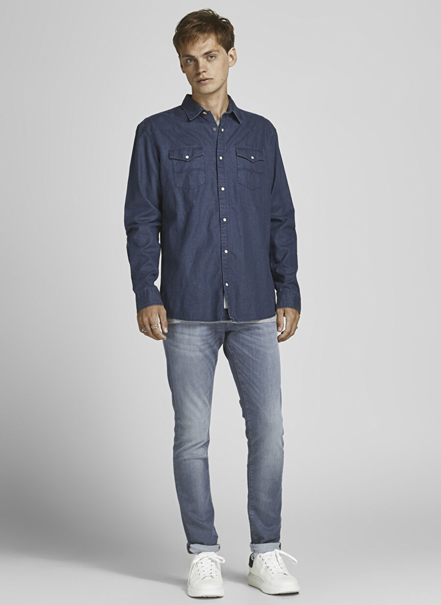 Jack & Jones Normal Bel Dar Mavi Erkek Denim Pantolon JJIGLENN JJICON JJ 857 50SPS NOOS