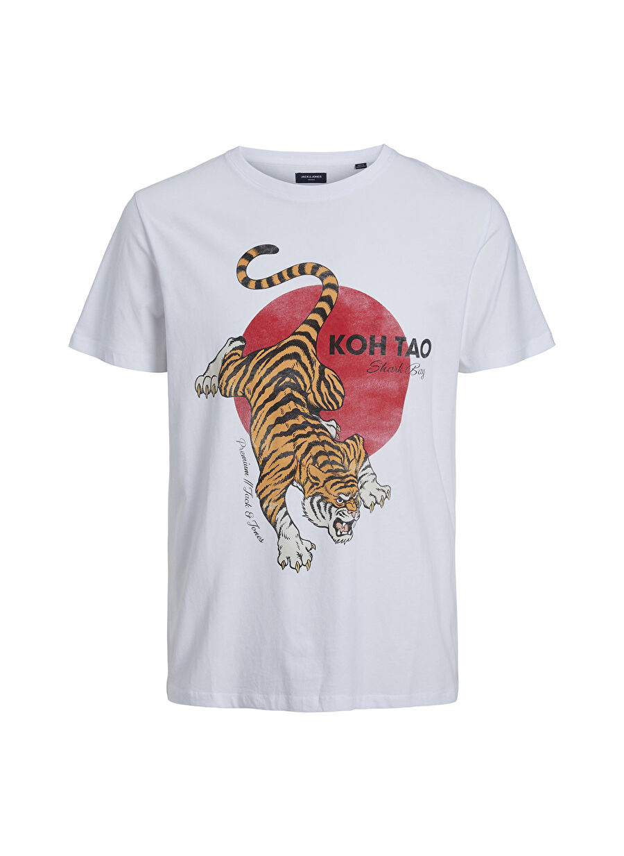 Jack & Jones Bisiklet Yaka Düz Beyaz Erkek T-Shirt JPRBLUTIGER TEE CREW NECK PRSP23