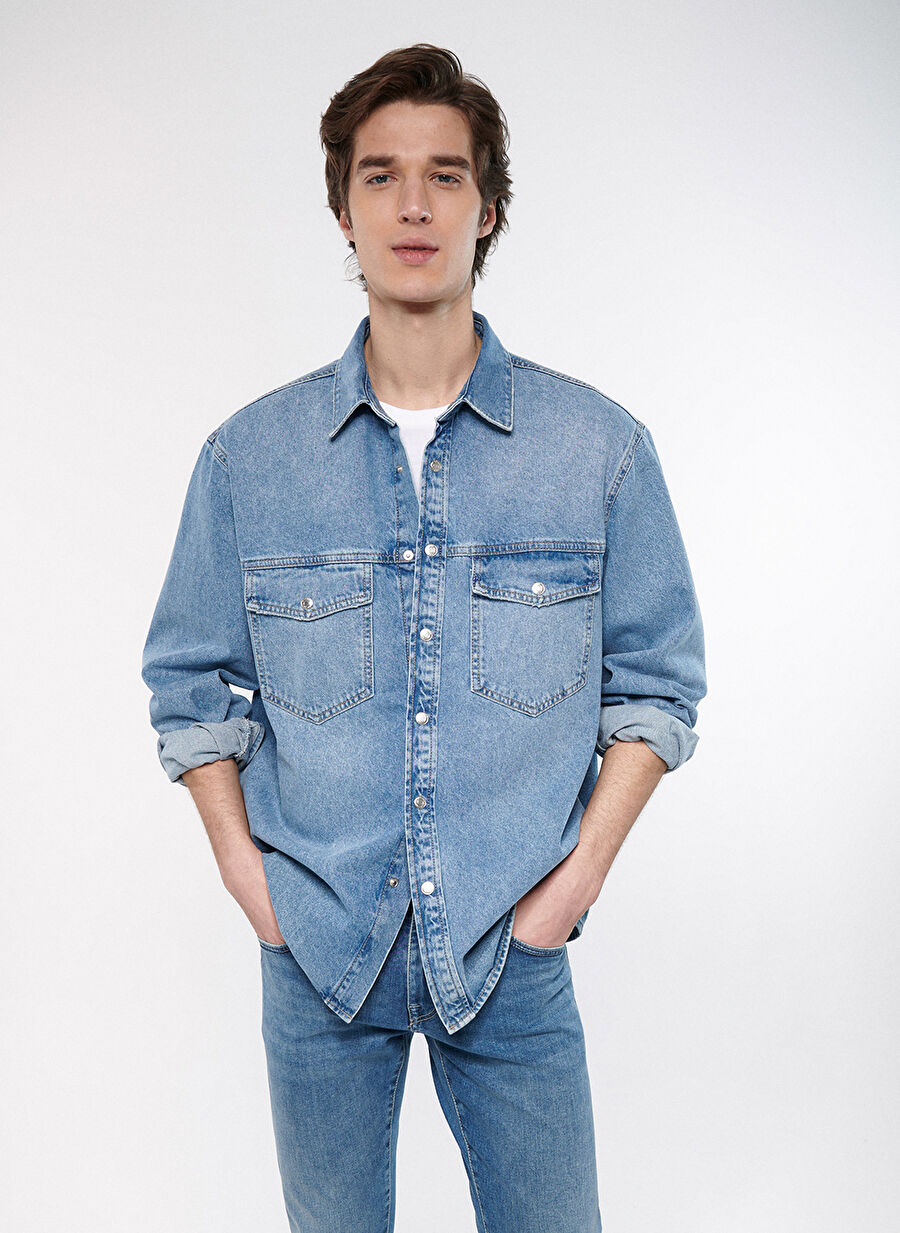 ROSS Oversized Erkek Denim Gömlek M0210031-82947