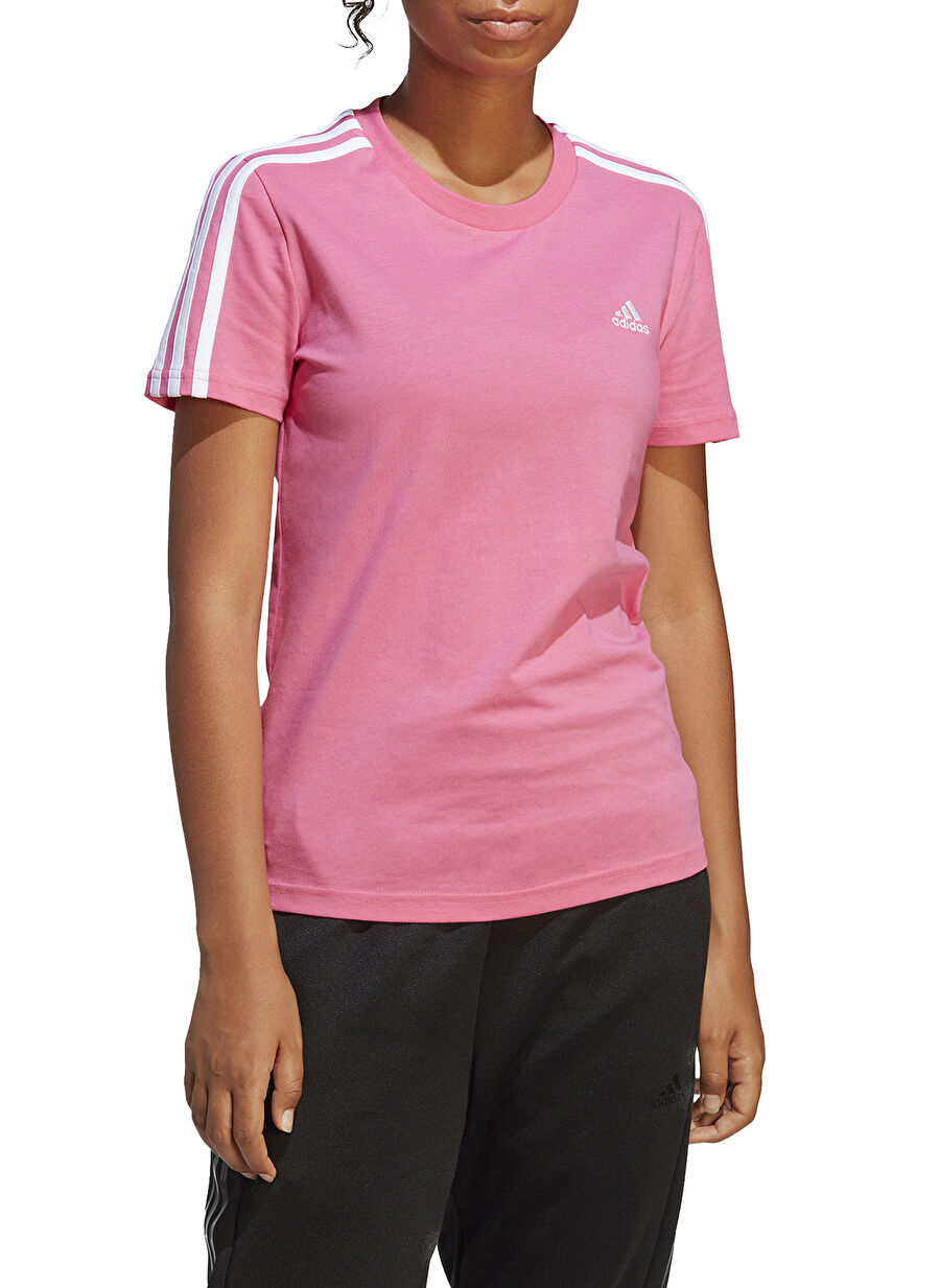 adidas Bisiklet Yaka Düz Pembe Kadın T-Shirt IB9453 W 3S T