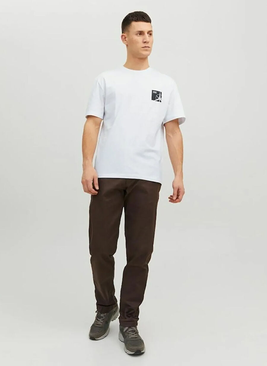 Jack & Jones Bisiklet Yaka Baskılı Beyaz Erkek T-Shirt 12229885_JCOFILO TEE SS CREW NECK S