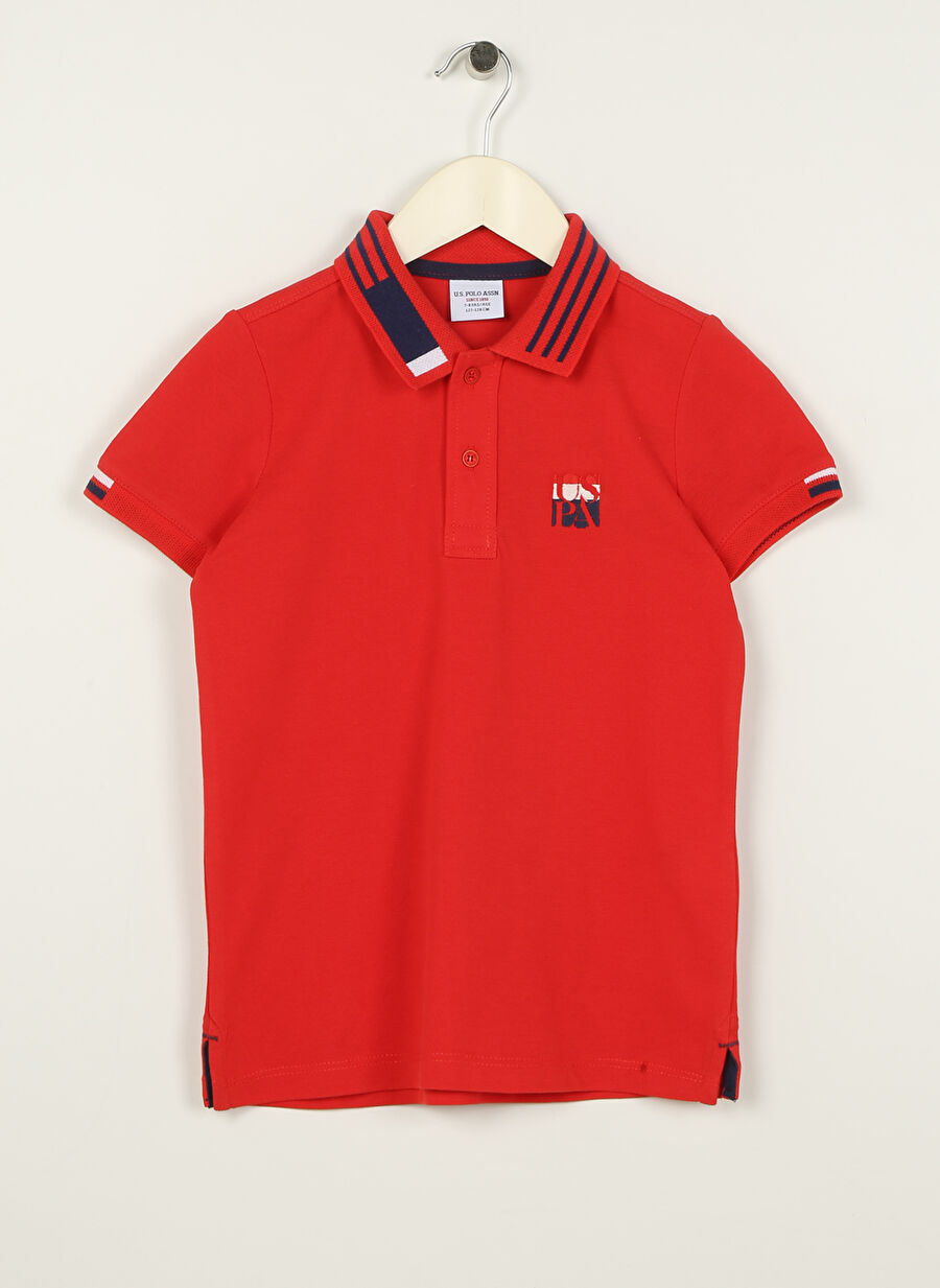 U.S. Polo Assn. Kırmızı Erkek Çocuk Polo Yaka Kısa Kollu Düz Polo T-Shirt KOMUNKIDS