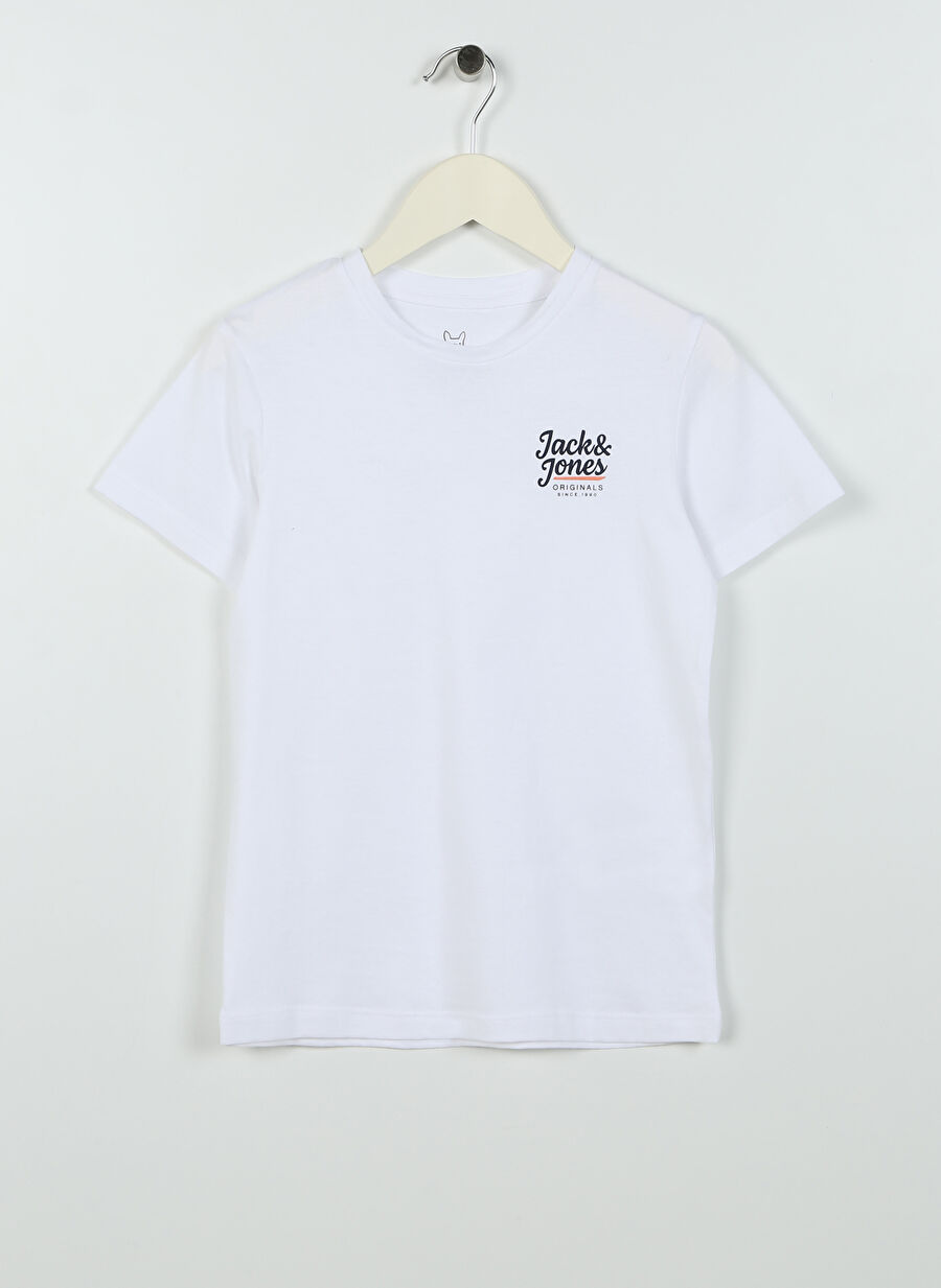 Jack & Jones Kırık Beyaz Erkek Çocuk Bisiklet Yaka Yarım Kollu Desenli T-Shirt 12239432