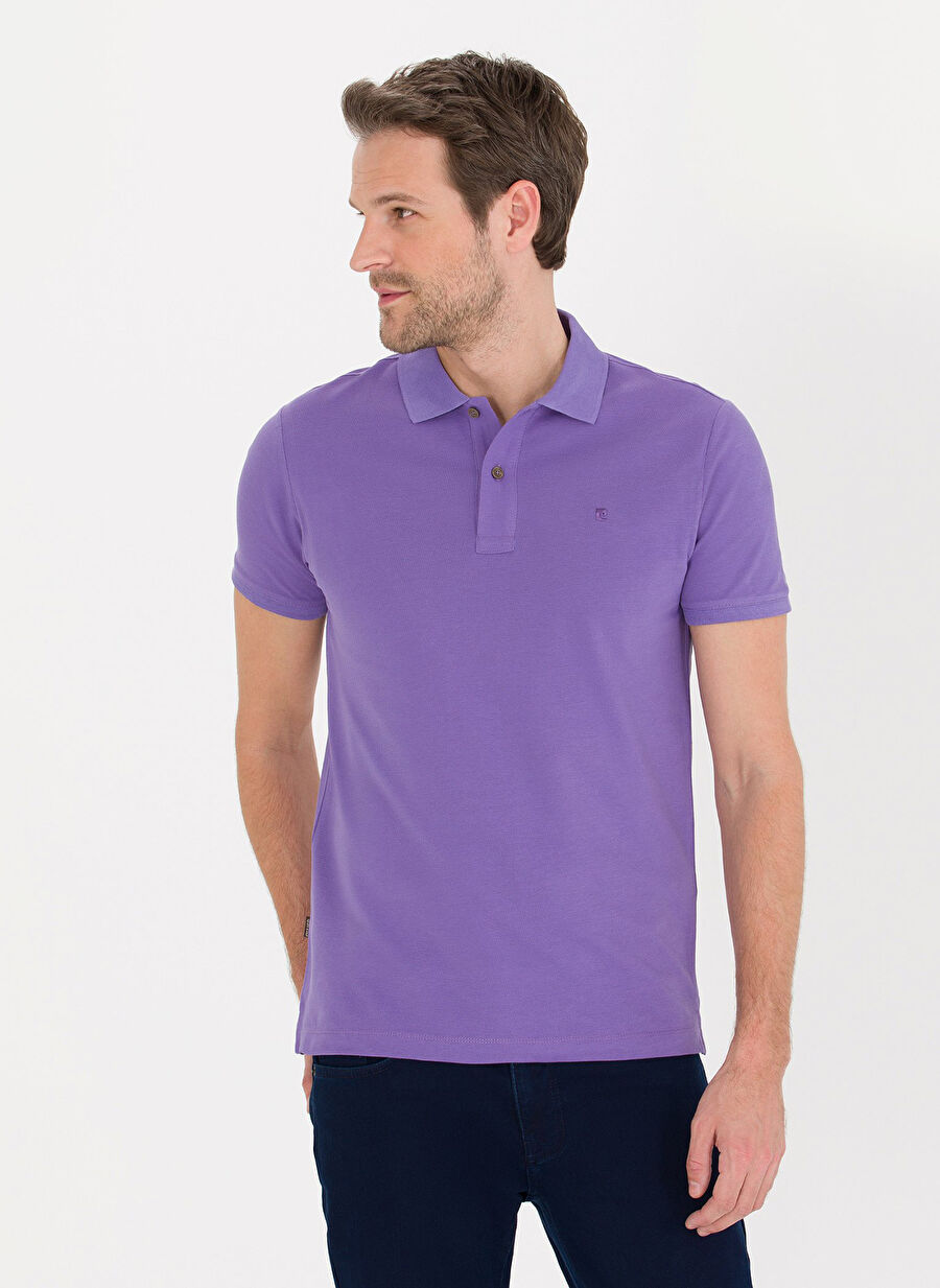 Pierre Cardin Düz Mor Erkek Polo T-Shirt EARTH