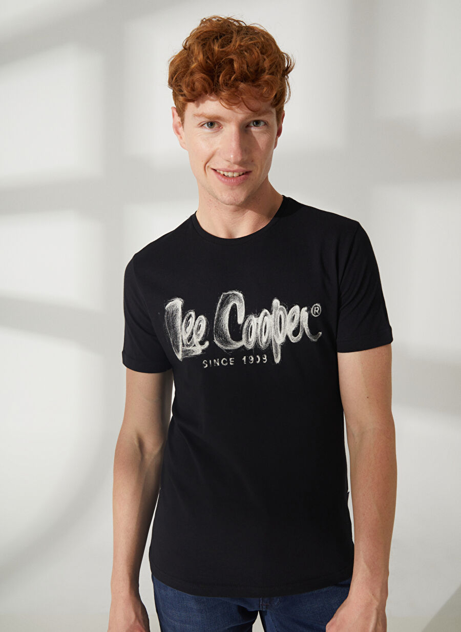 Lee Cooper Bisiklet Yaka Siyah Erkek T-Shirt 232 LCM 242029 DRAWINGLOGO SİYAH