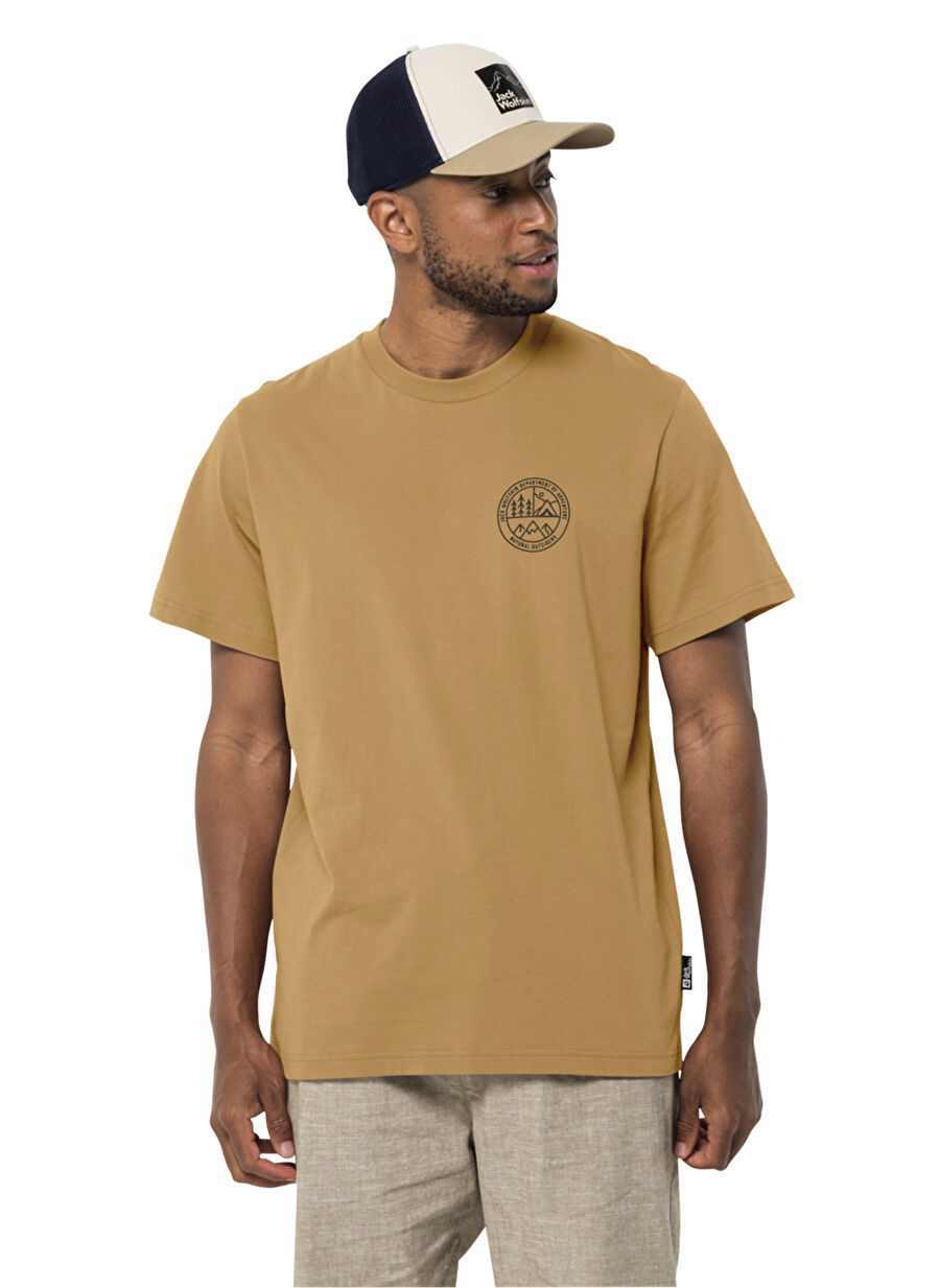 Jack Wolfskin Bisiklet Yaka Bej Erkek T-Shirt 1809001_3084 CAMPFIRE T M