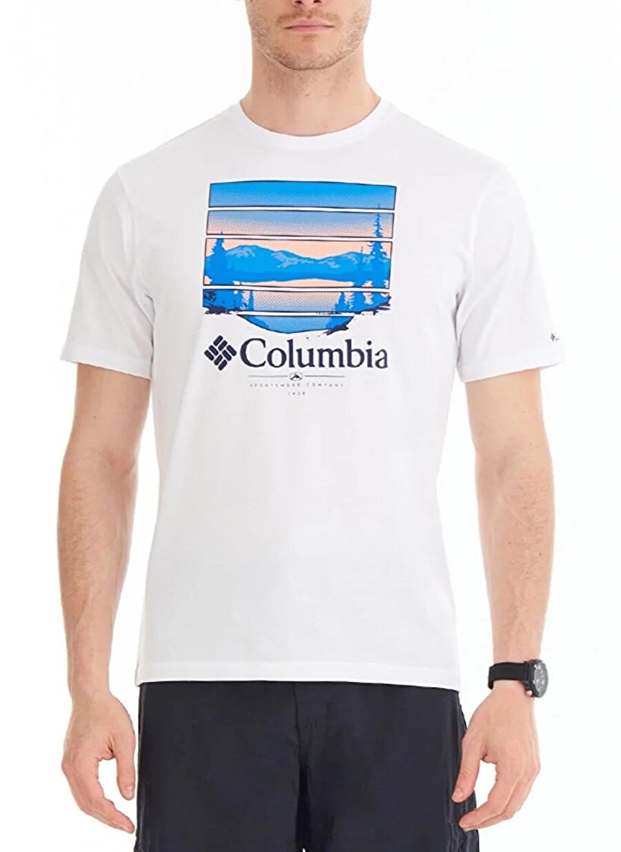 Columbia Beyaz Erkek O Yaka Baskılı T-Shirt 9120461100_CS0304