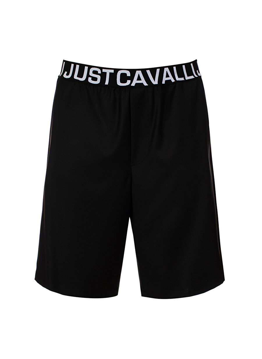 Just Cavalli Lastikli Bel Slim Fit Siyah Erkek Bermuda Şort 74OBD131N0203899